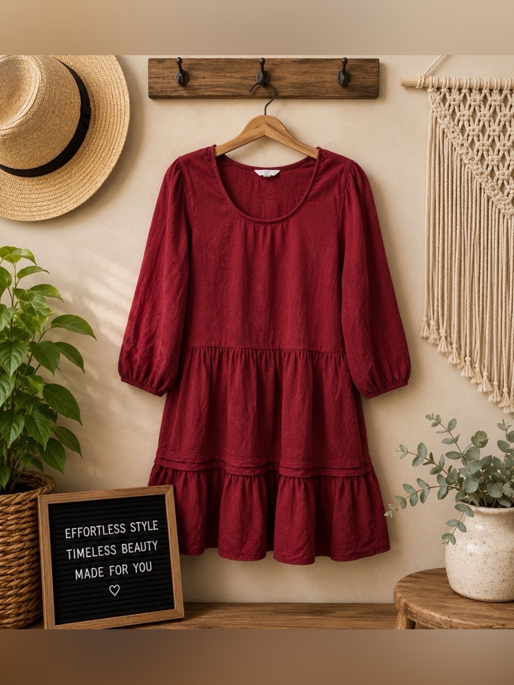 Time snd tru Women's Red Mini corduroy boho Dress size 12-14